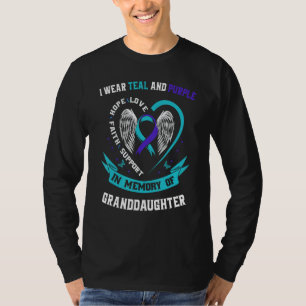 I Wear Teal and Purple Granddaughter Suicide Aware T-Shirt