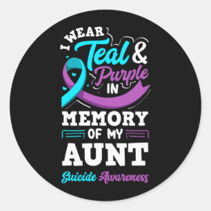 I Wear Teal And Purple In Memory Of My Aunt Design Classic Round Sticker