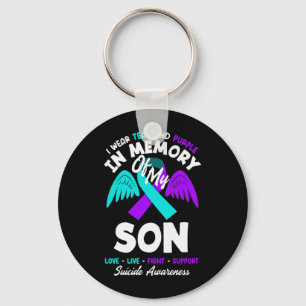 I Wear Teal And Purple In Memory Of My Son Design Key Ring