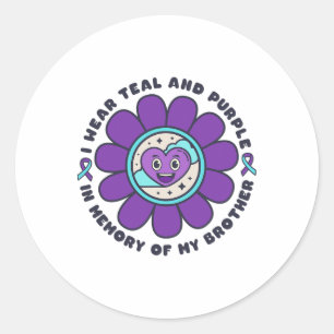 I Wear Teal And Purple Memory Of My Brother Suicid Classic Round Sticker
