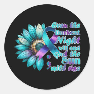 I Wear Teal And Purple National Suicide Prevention Classic Round Sticker
