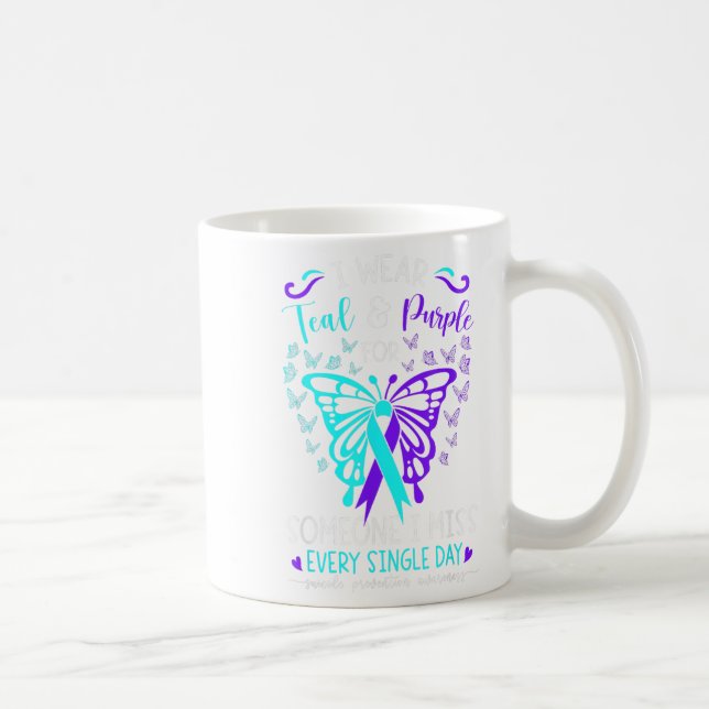 I Wear Teal And Purple Suicide Awareness Butterfly Coffee Mug (Right)