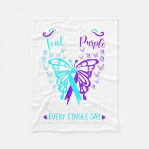 I Wear Teal And Purple Suicide Awareness Butterfly Fleece Blanket