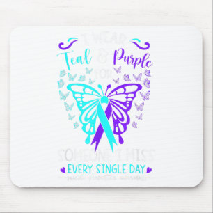 I Wear Teal And Purple Suicide Awareness Butterfly Mouse Mat