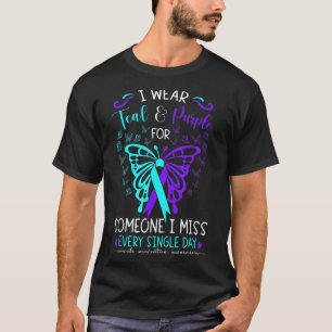 I Wear Teal And Purple Suicide Awareness Butterfly T-Shirt