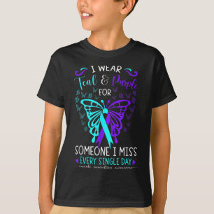 I Wear Teal And Purple Suicide Awareness Butterfly T-Shirt