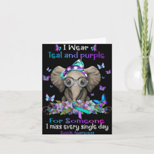 I Wear Teal And Purple Suicide Awareness Elephant  Card