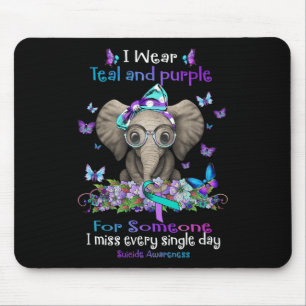 I Wear Teal And Purple Suicide Awareness Elephant Mouse Mat