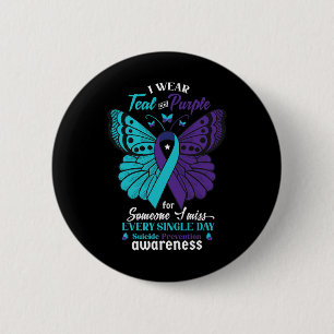 I Wear Teal And Purple Suicide Awareness Mental He 6 Cm Round Badge