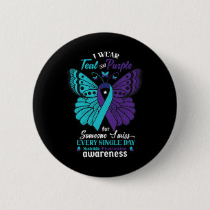 I Wear Teal And Purple Suicide Awareness Mental He 6 Cm Round Badge