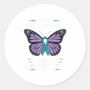 I Wear Teal And Purple Suicide Awareness Mental He Classic Round Sticker