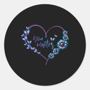 I Wear Teal And Purple Suicide Awareness Mental He Classic Round Sticker