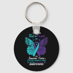 I Wear Teal And Purple Suicide Awareness Mental He Key Ring