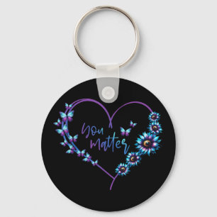 I Wear Teal And Purple Suicide Awareness Mental He Key Ring