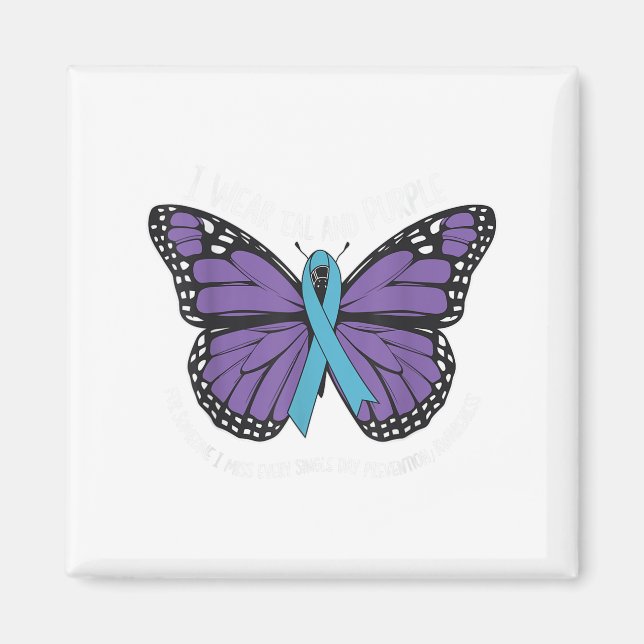 I Wear Teal And Purple Suicide Awareness Mental He Magnet (Front)