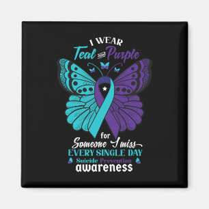 I Wear Teal and Purple Suicide Awareness Mental He Magnet