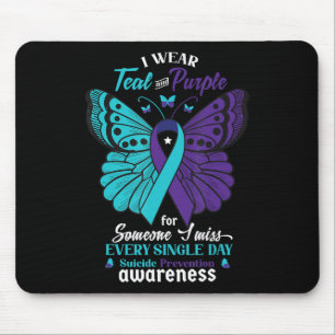 I Wear Teal and Purple Suicide Awareness Mental He Mouse Mat