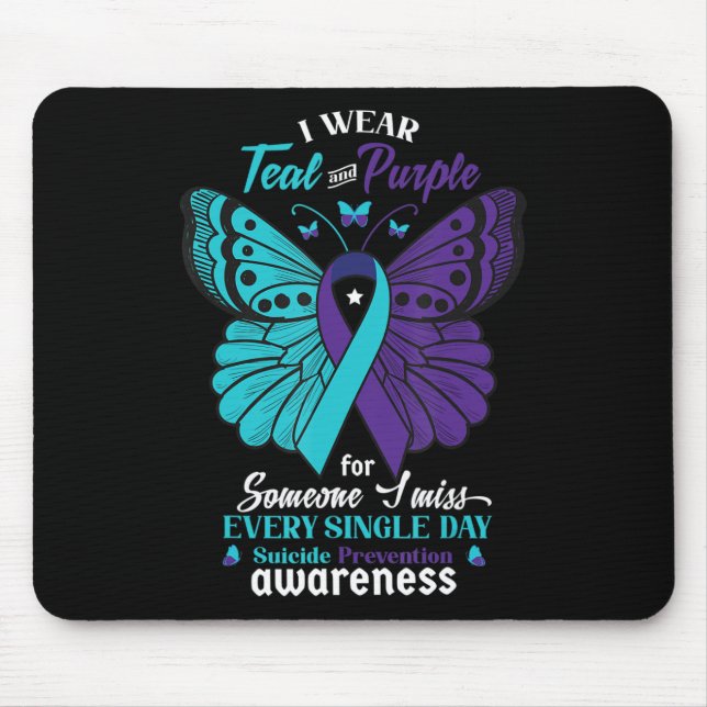 I Wear Teal and Purple Suicide Awareness Mental He Mouse Mat (Front)