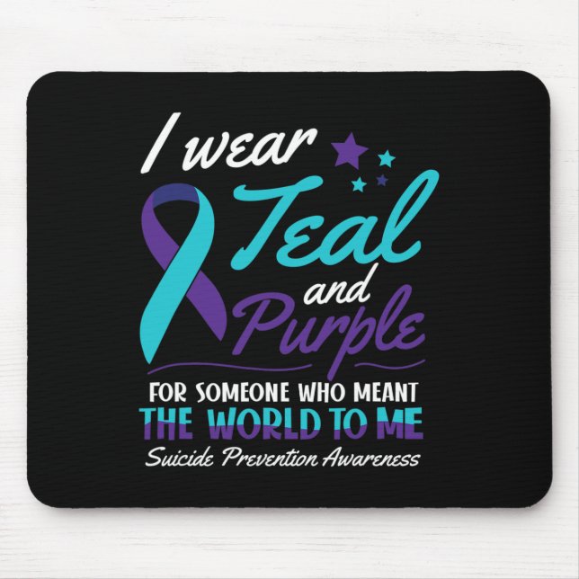 I Wear Teal and Purple Suicide Awareness Mental He Mouse Mat (Front)