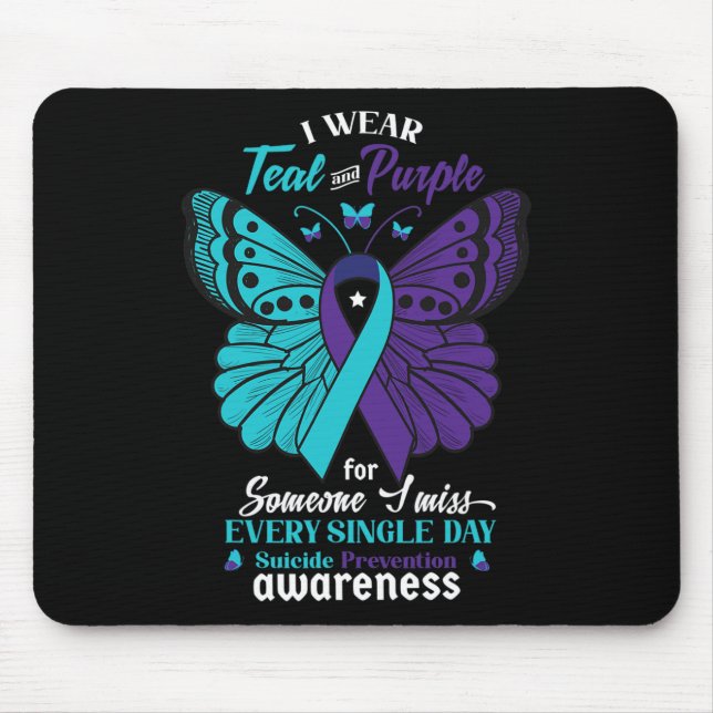 I Wear Teal and Purple Suicide Awareness Mental He Mouse Mat (Front)