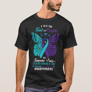 I Wear Teal and Purple Suicide Awareness Mental He T-Shirt