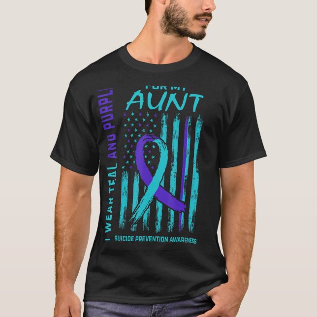 I Wear Teal and Purple Suicide Awareness Shirt Aun (Front)