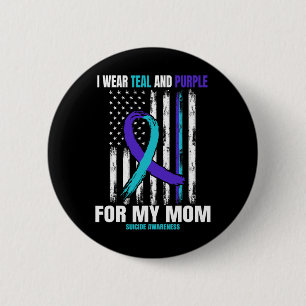 I Wear Teal And Purple Suicide Awareness Shirt Mum 6 Cm Round Badge