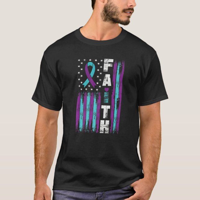 I Wear Teal And Purple Suicide Prevention American T-Shirt (Front)