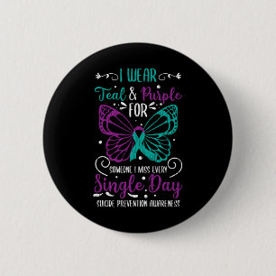 I Wear Teal And Purple Suicide Prevention Awarenes 6 Cm Round Badge