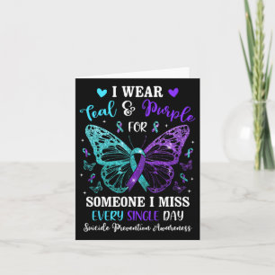 I Wear Teal And Purple Suicide Prevention Awarenes Card
