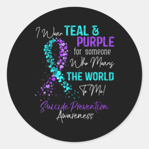 I Wear Teal And Purple Suicide Prevention Awarenes Classic Round Sticker