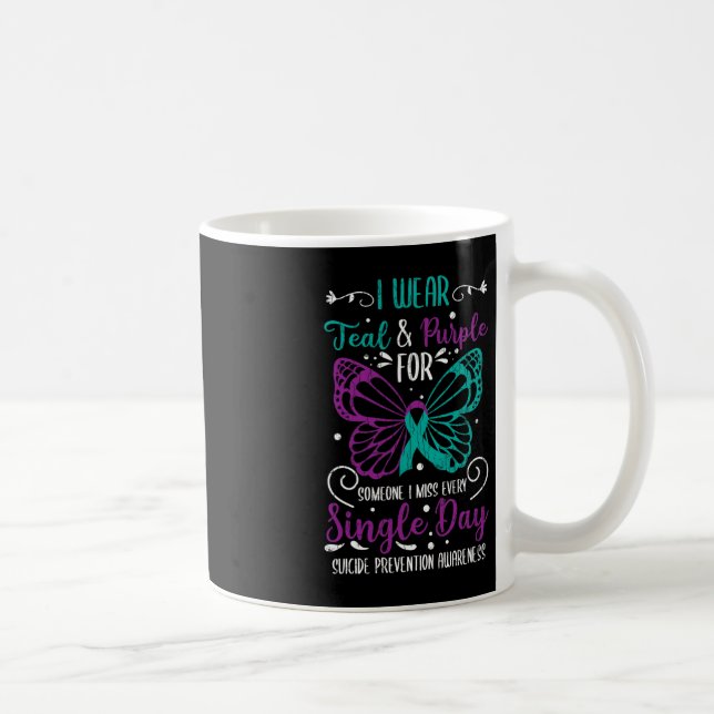 I Wear Teal And Purple Suicide Prevention Awarenes Coffee Mug (Right)
