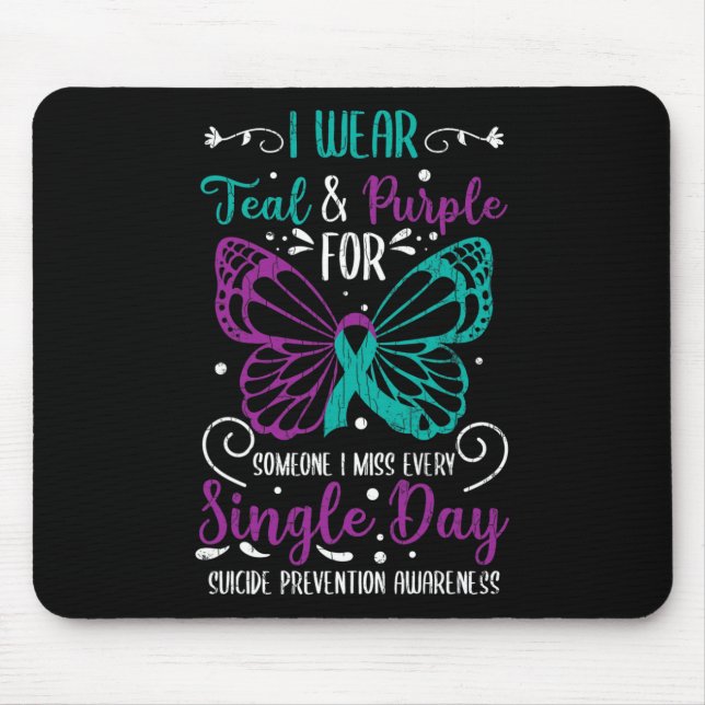 I Wear Teal And Purple Suicide Prevention Awarenes Mouse Mat (Front)