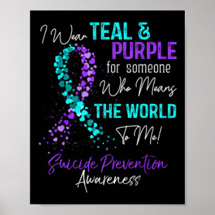 I Wear Teal And Purple Suicide Prevention Awarenes Poster