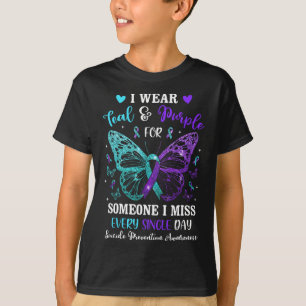 I Wear Teal And Purple Suicide Prevention Awarenes T-Shirt