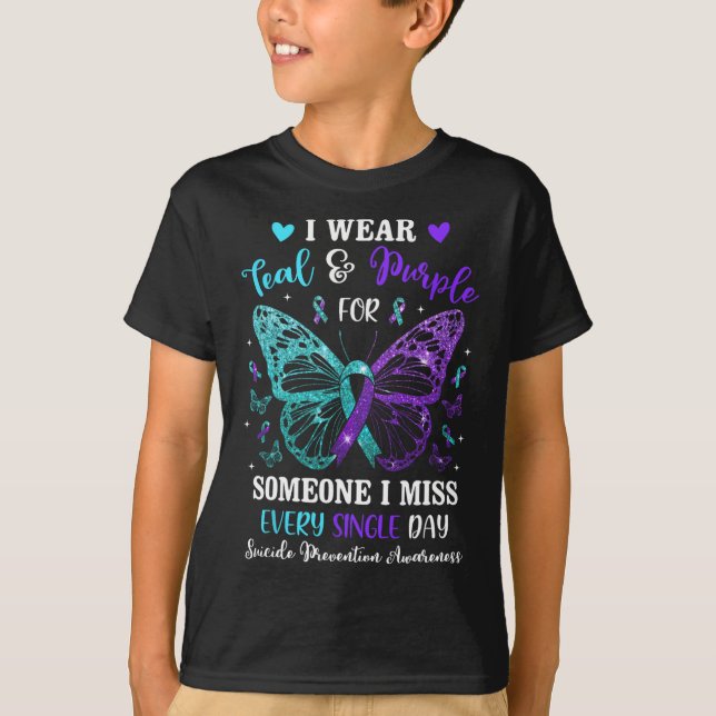 I Wear Teal And Purple Suicide Prevention Awarenes T-Shirt (Front)