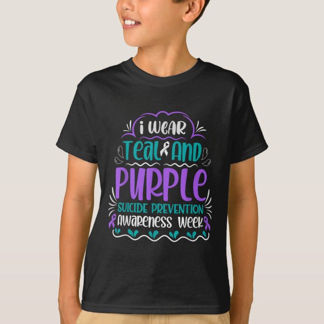 I Wear Teal And Purple Suicide Prevention Awarenes T-Shirt (Front)