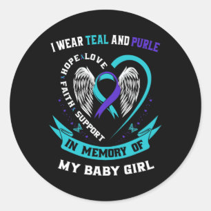 I Wear Teal and Purple Suicide Prevention Classic Round Sticker