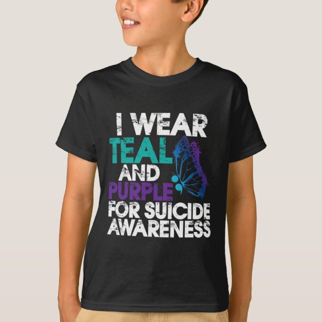 I Wear Teal And Purple Support Suicide Awareness 1 T-Shirt (Front)