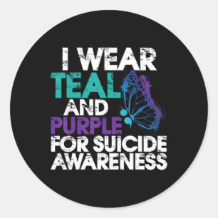 I Wear Teal and Purple Support Suicide Awareness  Classic Round Sticker