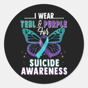 I Wear Teal and Purple Support Suicide Awareness Classic Round Sticker