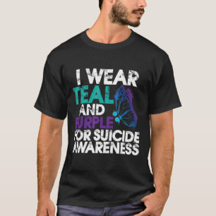 I Wear Teal and Purple Support Suicide Awareness T-Shirt