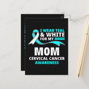 I Wear Teal And White My Mum Cervical Cancer  Holiday Postcard