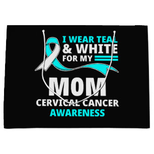 I Wear Teal And White My Mum Cervical Cancer Large Gift Bag