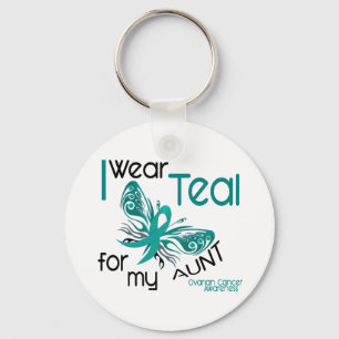 I Wear Teal For My Aunt 45 Ovarian Cancer Key Ring