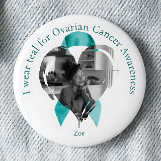 I Wear Teal for Ovarian Cancer Awareness Photo 6 Cm Round Badge