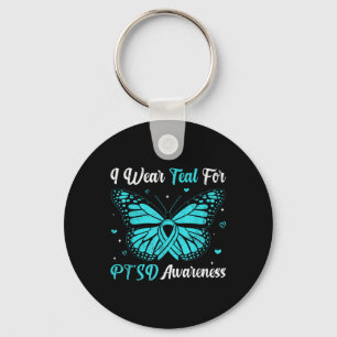 I Wear Teal For Ptsd Awareness Butterfly Ribbon Key Ring