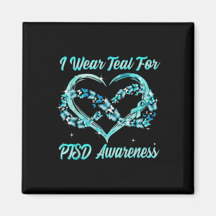 I Wear Teal For Ptsd Awareness Heart Butterfly Magnet