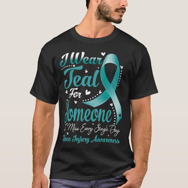 I Wear Teal For Someone KNEE INJURY Awareness T-Shirt (Front)