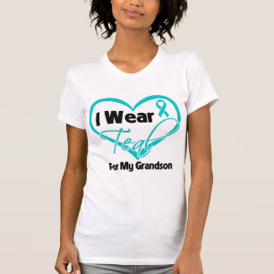 I Wear Teal Heart Ribbon For My Grandson T-Shirt